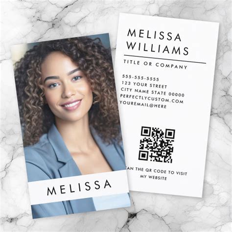 Full Photo Modern Minimalist QR Code Business Card Template - Marketing & Design Ideas