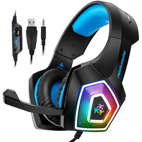 Hunterspider V1 Stereo Gaming Headset Casque Surround Sound Over-Ear Headphones with Mic LED ...