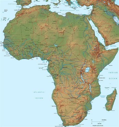 Africa Physical Map High Resolution