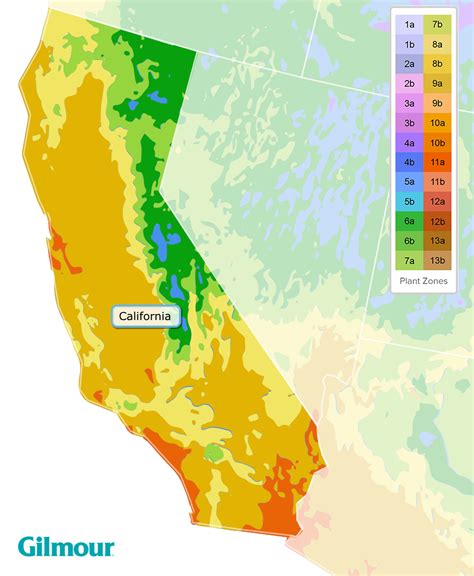 California Planting Zones - Growing Zone Map | Gilmour Tehachapi California, Vista California ...