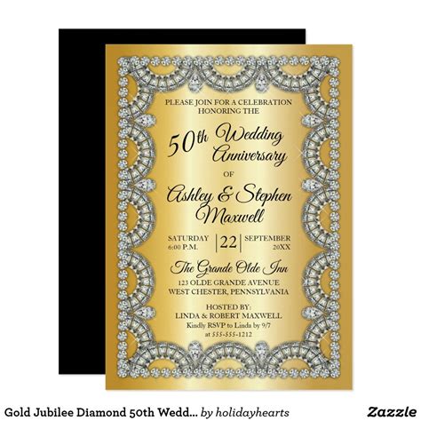 Gold Jubilee Diamond 50th Wedding Anniversary Invitation | Zazzle ...