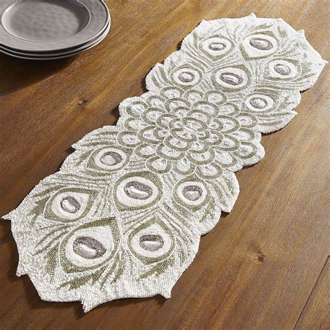 Beaded White Peacock Table Runner | Pier 1 Imports | White peacock ...