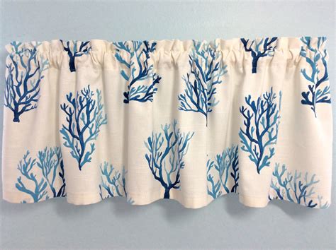 Coastal Valance With Coral Design in Blues and White | Etsy | Coral ...