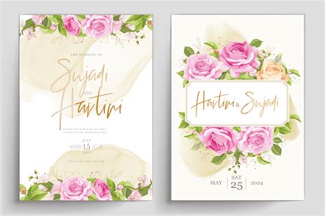 Hand Drawn Rose Wedding Card Set Graphic by lukasdedi store · Creative Fabrica