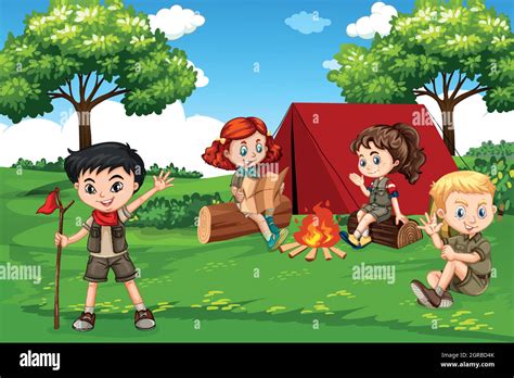 Kids Camping Clipart