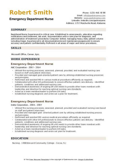 Emergency Room Nurse Resume Template