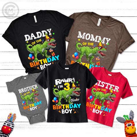 Personalised Family Dinosaur Birthday shirts Dinosaur | Etsy