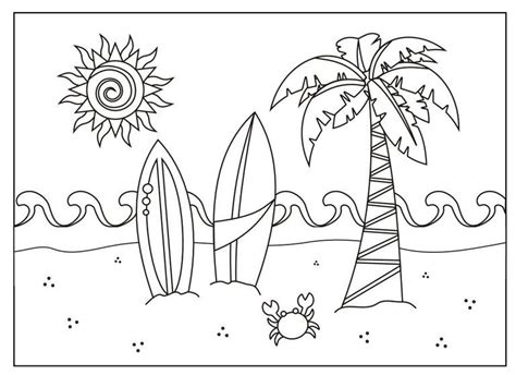 A beach scene coloring page | Summer coloring sheets, Summer coloring pages, Beach coloring pages