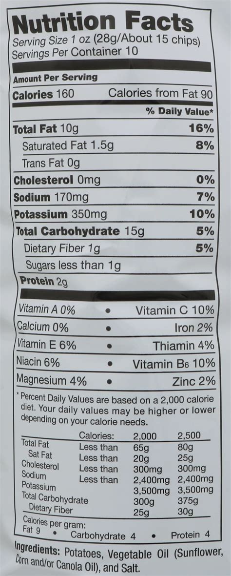 Nutrition Label For Lays Potato Chips - Home Alqu