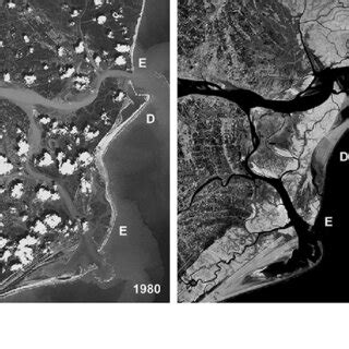 Geomorphological changes in terms of Deposition (D) and Erosion (E) of ...