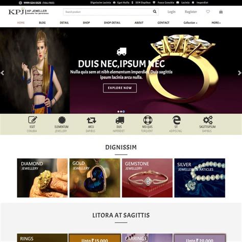 Stylish an Online Shopping Category Jewellery HTML Website Responsive Template| Gold Items ...