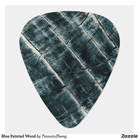 Blue Painted Wood Guitar Pick | Zazzle