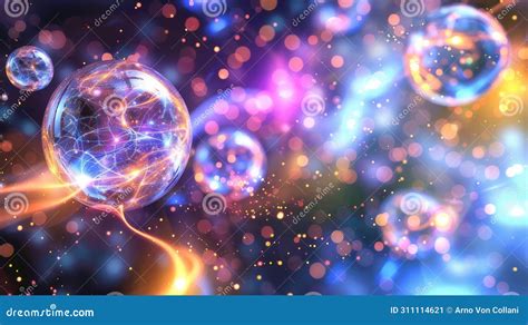 Quantum Dance: Mesmerizing Illustration of Subatomic Particle Interactions Stock Illustration ...