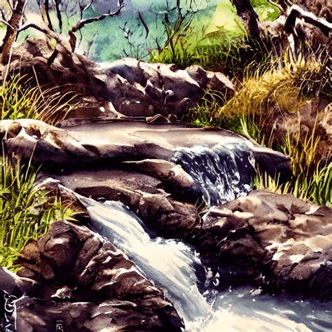 Watercolor Spring Landscape · Creative Fabrica