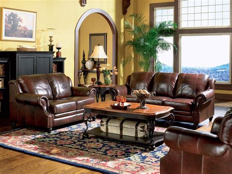 EMPIRE - Traditional Living Room Furniture Brown Leather Sofa Couch Loveseat Set - Sofas ...