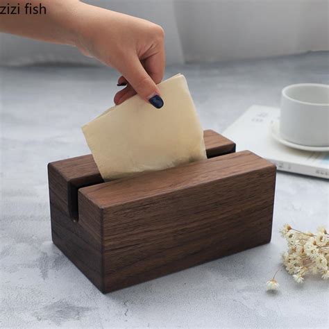 Black Walnut Cherry Wood Rectangular Tissue Box Solid Wood Paper Towel ...