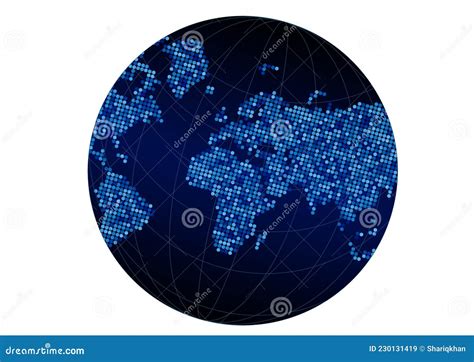 World Map Globe Earth with Imaginary Lines of Latitude and Longitude Stock Vector - Illustration ...