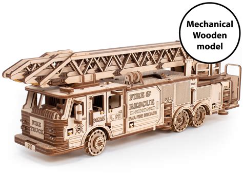 3d Wooden Model Kit Fire Truck Mechanical Model Puzzles for Adults - Etsy