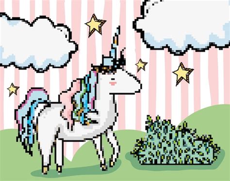 Premium Vector | Pixel art cute unicorn vector illustration graphic design