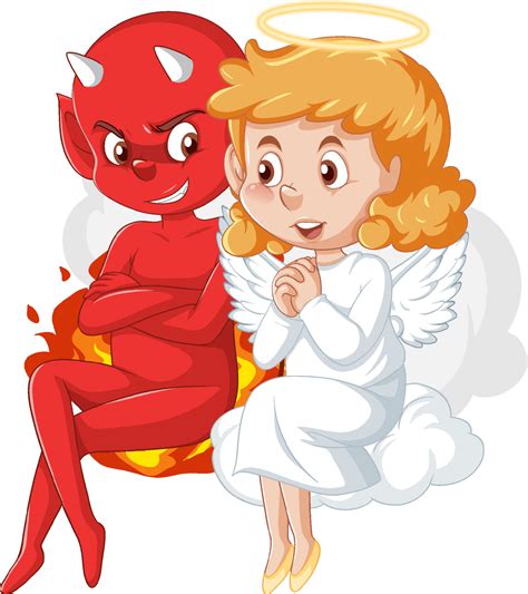 Devil and angel cartoon character on white background 9202686 Vector Art at Vecteezy