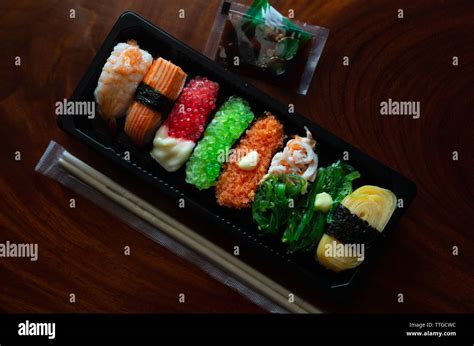 Sushi in take out box Stock Photo - Alamy