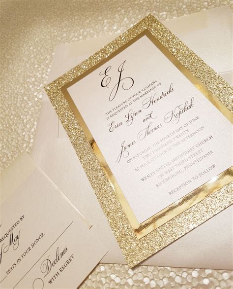 Gold Glitter Wedding Invitation Glitter Wedding Invitation - Etsy