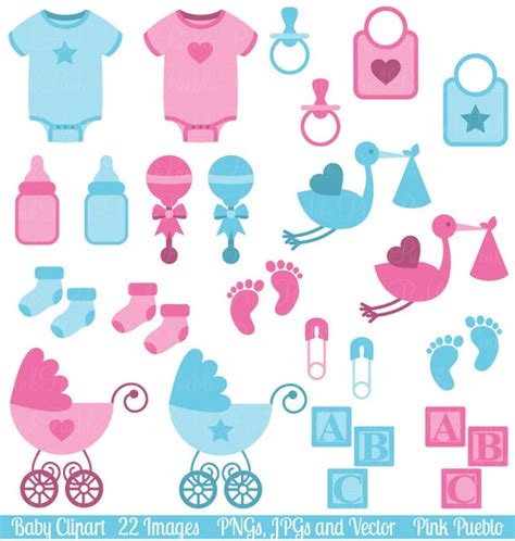 Baby Clip Art Clipart Boy and Girl Baby Shower Clip Art - Etsy