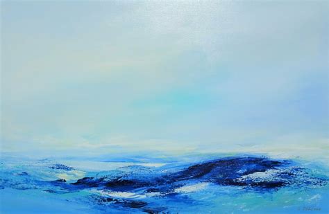 SKY MEET OCEAN. Abstract Blue Sea Waves Acrylic Painting on Canvas ...