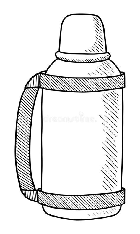 VECTOR TOURIST THERMOS INSULATED on a WHITE BACKGROUND. DOODLE DRAWING by HAND Stock ...