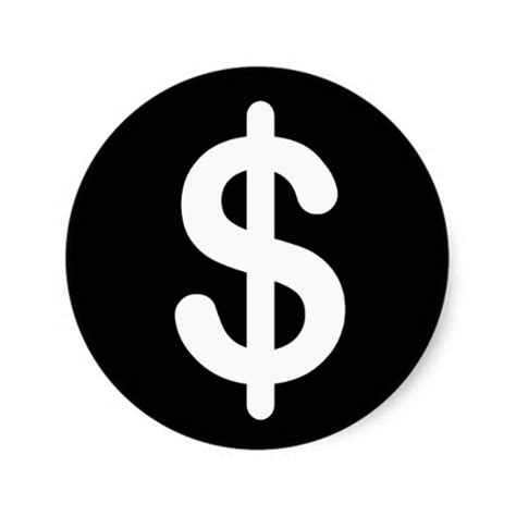 White dollar sign on black background stickers at Zazzle. - ClipArt ...