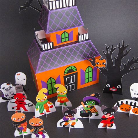 Halloween Haunted House Playset Printable Paper Craft PDF