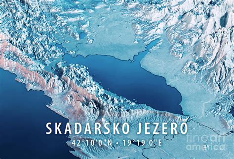 Lake Skadar 3D Render Satellite View Topographic Map Horizontal Digital ...