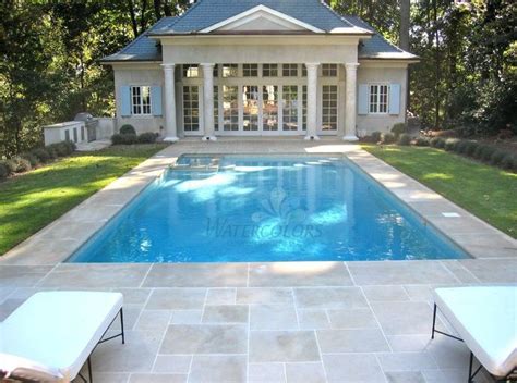 Image result for limestone pavers around pool | Pool houses, Pool house, Pool house designs