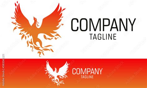 Red Color Simple Phoenix Bird Spread Wing Logo Design Stock Vector ...