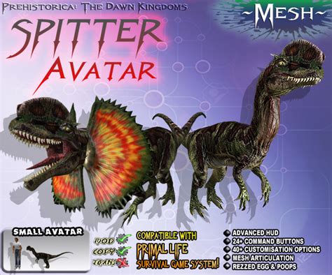 Second Life Marketplace - "SPITTER" DILOPHOSAURUS {GENETIC EDITION ...