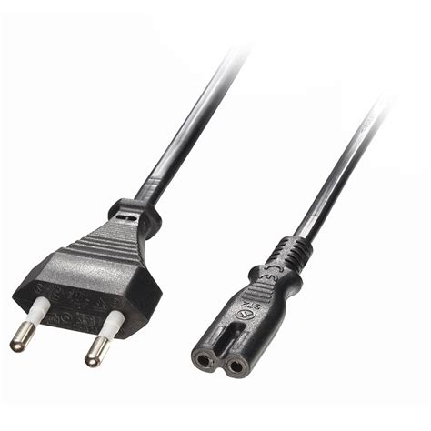 2m Euro 2 Pin Plug To IEC C7 Mains Power Cable, Black - from LINDY UK