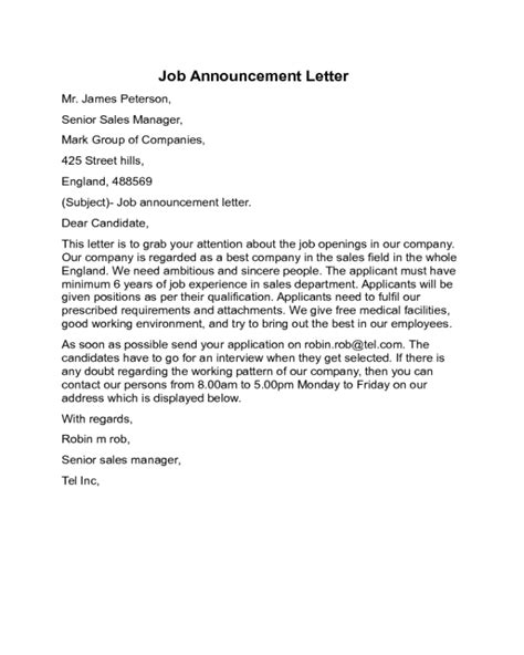 Job Announcement Letter Sample - Edit, Fill, Sign Online | Handypdf