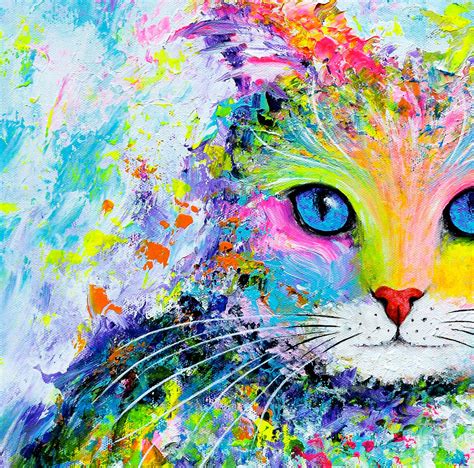 Rainbow Cat Art for Wall Decor or Gifts. Cat Print on PAPER or | Etsy