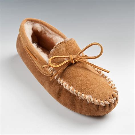 Minnetonka Mens Sheepskin Soft Sole Moccasin | www.hayneedle.com | Moccasins mens, Moccasins ...