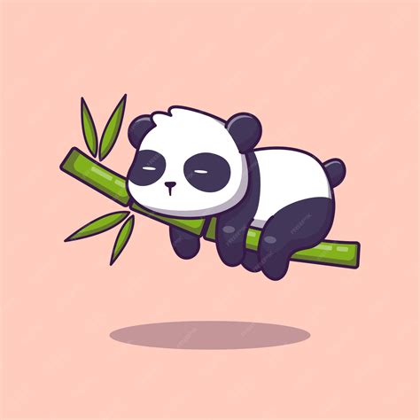 Panda mignon dormir bambou Cartoon icône Illustration. Concept d'icône ...