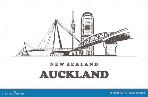 Auckland New Zealand Skyline Vector Illustration | CartoonDealer.com ...