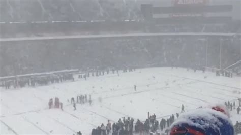 Buffalo Bills fans brave heavy snow during game