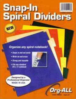 Products -- Snap-In Spiral Notebook Dividers -- www.OnlineOrganizing.com