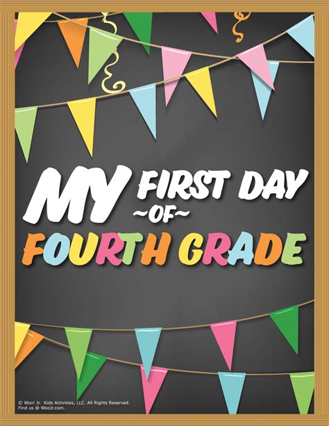 First Day of 4th Grade Sign - Chalkboard | Woo! Jr. Kids Activities ...