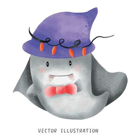 Halloween ghost wearing a witch hat 25784141 Vector Art at Vecteezy