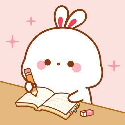 Cute Rabbit Studying Cartoon