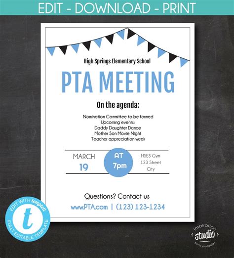 Meeting Announcement Flyer, Easy to Use Template, Edit Yourself, Great ...