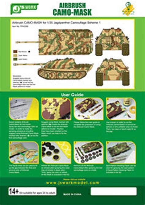 Jagdpanther Camouflage Scheme 1 Airbrush Camo-Mask (Plastic model) - HobbySearch Military Model ...