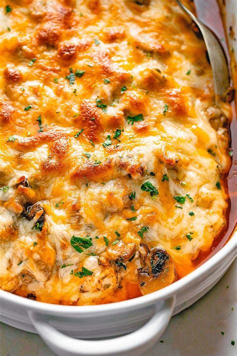 Garlic Mushrooms Chicken Casserole with Parmesan - new - #Casserole #Chicke… | Chicken recipes ...