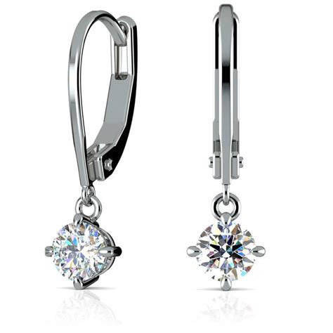Leverback Earrings with Dangle Settings in Platinum